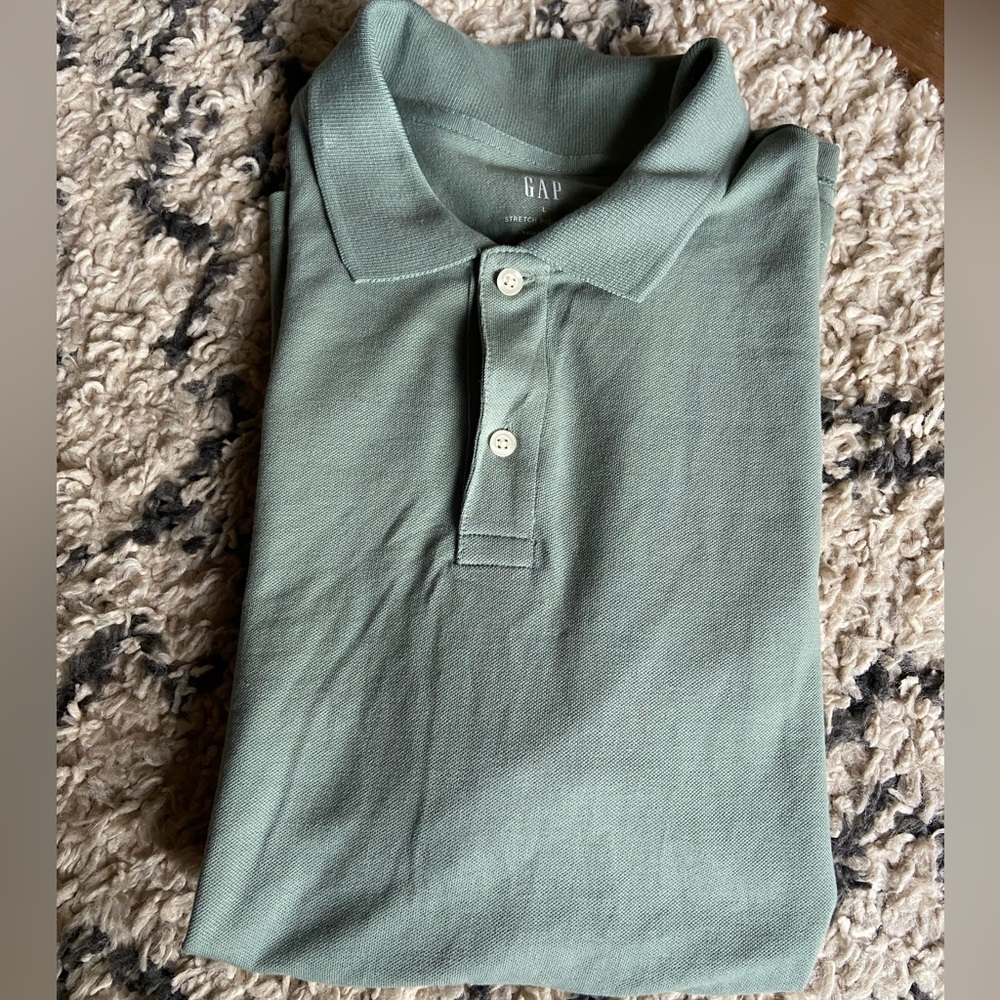 GAP Men's Green Pique Polo Shirt